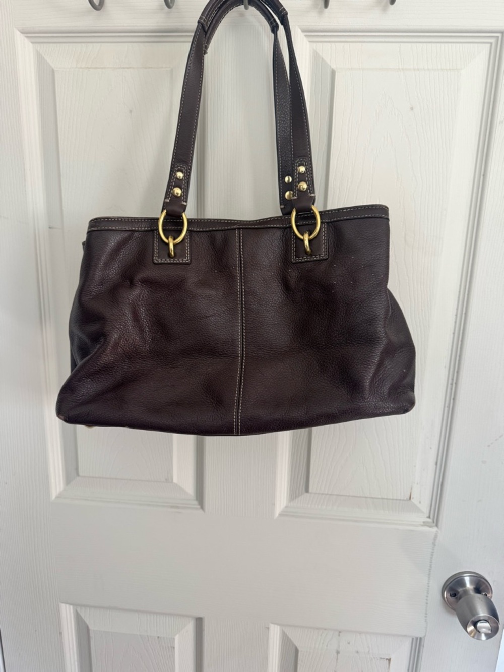 Coach Penelope Soft Pebbled Leather Carryall Satchel Bag Brown F19044 Vintage - Picture 7 of 13